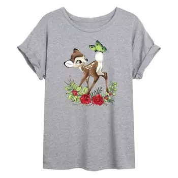 Футболка большого размера с изображением бабочки из коллекции Bambi Juniors Disney, серый