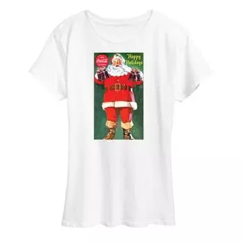 Футболка большого размера с изображением бутылок Coca-Cola Vintage Santa Licensed Character, белый