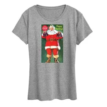 Футболка большого размера с изображением бутылок Coca-Cola Vintage Santa Licensed Character, серый