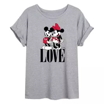 Футболка большого размера с изображением Микки и Минни Маус для юниоров Disney, серый