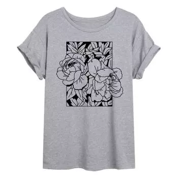 Футболка большого размера с изображением пионов для юниоров Unbranded, серый