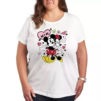 Футболка большого размера с изображением сердца Микки и Минни Маус Disney's Licensed Character, белый