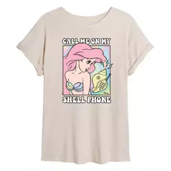 Футболка большого размера с изображением телефона-ракушки принцессы Ариэль-младшей Disney, бежевый