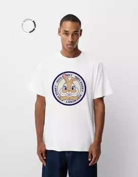 Футболка большого размера с короткими рукавами bambi Bershka, белый