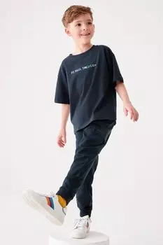 Футболка большого размера с короткими рукавами и культовым принтом для мальчиков из 100% хлопка Paul Smith Junior, синий