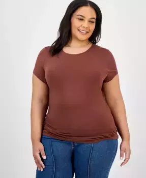 Футболка большого размера с круглым вырезом и короткими рукавами Aveto, коричневый