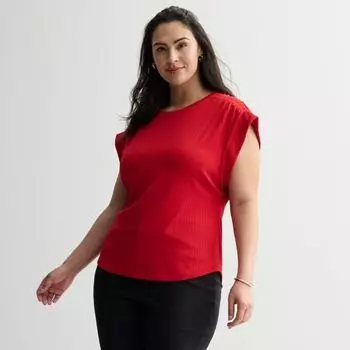 Футболка большого размера с круглым вырезом и сборками Nine West, цвет heartless