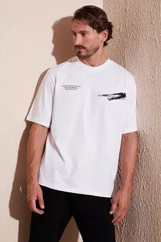 Футболка большого размера с круглым вырезом из 100 % хлопка с принтом 5902651 Buratti, белый