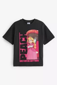Футболка большого размера с лицензией Princess Peach Mario (3 16 лет) Next, черный