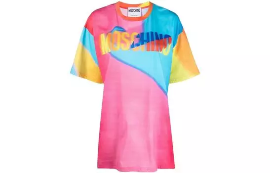 Футболка большого размера с логотипом MOSCHINO, мультиколор