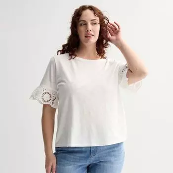 Футболка большого размера с люверсами и рукавами-крылышками Sonoma Goods For Life, цвет vital white