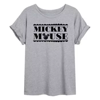 Футболка большого размера с Микки Маусом для юниоров Disney, серый
