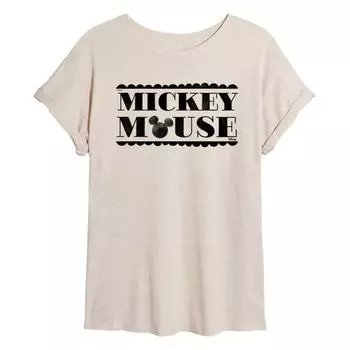 Футболка большого размера с Микки Маусом для юниоров Disney, бежевый