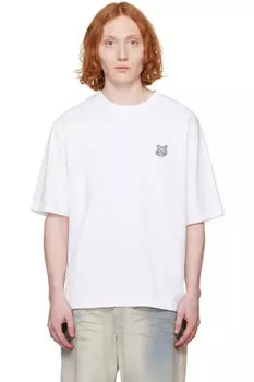 Футболка большого размера с нашивкой в виде головы лисы белого цвета Maison Kitsun