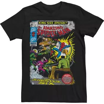 Футболка большого размера с обложкой комиксов Big & Tall Marvel The Amazing Spider-Man Licensed Character, черный