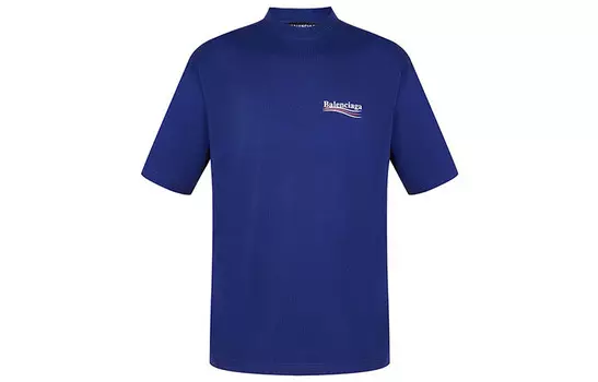 Футболка большого размера с политической кампанией Balenciaga, темно-синий