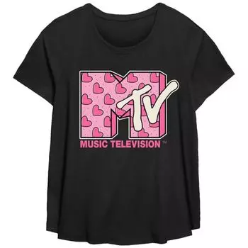 Футболка большого размера с принтом логотипа MTV Heart Licensed Character, черный