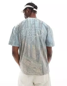 Футболка большого размера с принтом в стиле «лесной» в многоцветном исполнении Basic Pleasure Mode