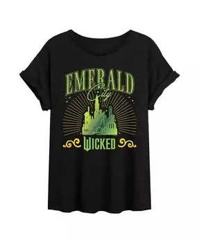 Футболка большого размера с принтом «Wicked Emerald City» от Juniors Trendy Hybrid Apparel, черный