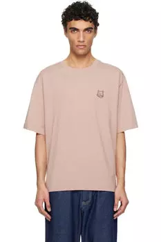 Футболка большого размера с яркой розовой нашивкой в виде головы лисы Maison Kitsun