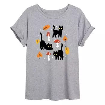 Футболка большого размера с рисунком Cats Leaves Mushrooms для юниоров Licensed Character
