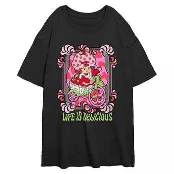 Футболка большого размера с рисунком Strawberry Shortcake Life Is Delicious для юниоров Licensed Character, черный