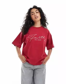 Футболка большого размера с вышитым логотипом 4th & Reckless красного цвета