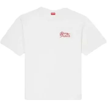 Футболка большого размера с вышитым сердцем KENZO, Ecru