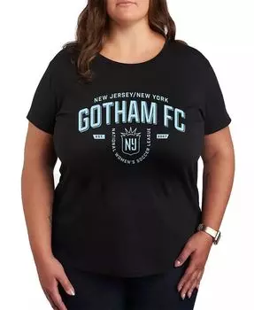 Футболка большого размера Trendy NY NJ Gotham FC с круглым вырезом и графическим принтом Hybrid Apparel, черный