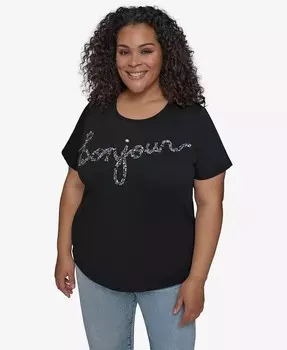 Футболка Bonjour большого размера с украшениями KARL LAGERFELD PARIS, черный