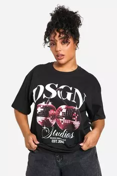 Футболка Boohoo Plus DSGN Cherry Disco Ball, черный
