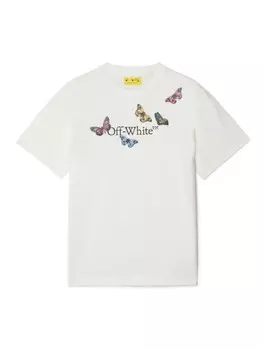 Футболка Bookish Butterfly Off-White Kids, белый