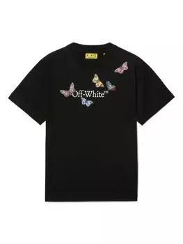 Футболка Bookish Butterfly Off-White Kids, черный