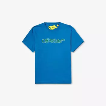 Футболка Bookish из хлопкового джерси с круглым вырезом 4–12 лет Off-White, синий