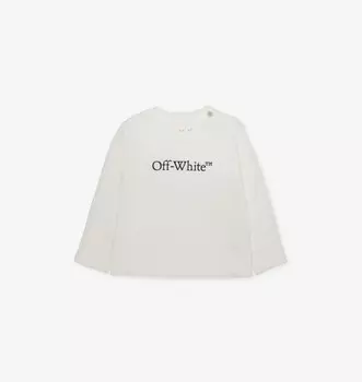 Футболка Bookish из хлопкового трикотажа с длинными рукавами 6-36 месяцев Off-White C/O Virgil Abloh, белый