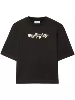 Футболка Bookish Roses Off-White, черный
