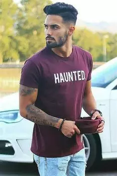 Футболка Бордово-красная с принтом 4040 MADMEXT