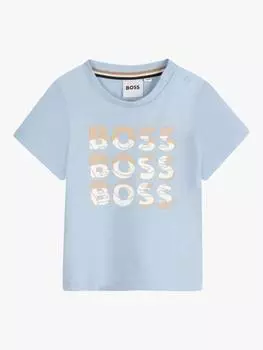 Футболка boss baby с несколькими логотипами HUGO BOSS, цвет Persian Blue