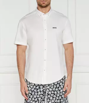 Футболка Boss Green Regular Fit на пуговицах, белый