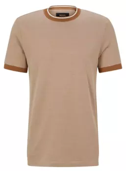 Футболка Boss Micro-pattern T-shirt In Cotton And Silk, бежевый