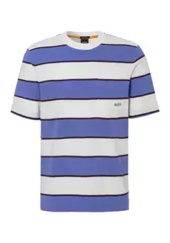 Футболка BOSS ORANGE "Te_stripes", с рисунком в широкую полоску, фиолетовый