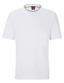 Футболка Boss Relaxed-fit In Cotton Jersey With Detailed Collarband, белый