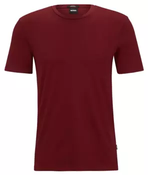 Футболка Boss Slim-fit Short-sleeved In Mercerized Cotton, темно-красный