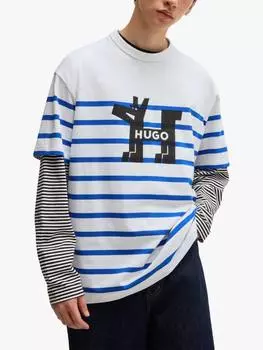 Футболка boss свободного кроя с логотипом собаки HUGO BOSS, белый