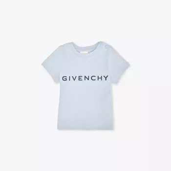 Футболка Brand-Print, классического кроя, из хлопкового джерси, 6 месяцев - 3 года Givenchy, голубой
