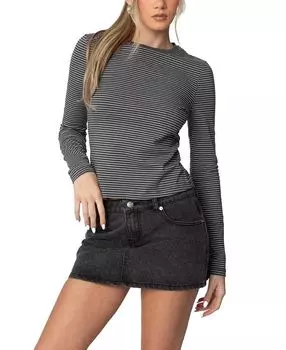 Футболка Brianna в полоску с длинным рукавом Edikted, серый