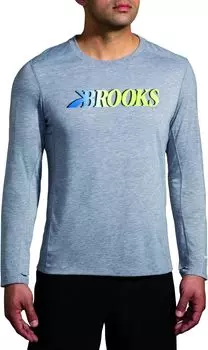 Футболка Brooks Distance Long Sleeve 3.0, цвет Heather Ash/Brooks Gradient