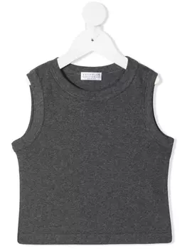 Футболка Brunello Cucinelli Kids топ с круглым вырезом, серый