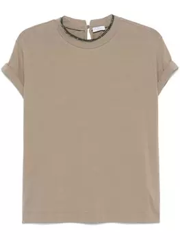 Футболка Brunello Cucinelli Monili с цепочкой, нейтральный