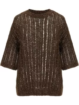 Футболка Brunello Cucinelli Rustic Dazzling Net, коричневый